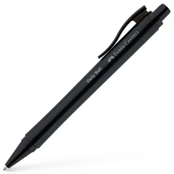 Faber-Castell: Stilou cu bilă de culoare albastră cu corp negru imaginea 1