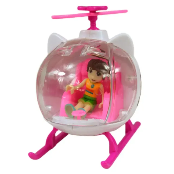 Fashion Sport Car: Set de mașină sport roz cu lumină și sunet, cu elicopter. imaginea 12