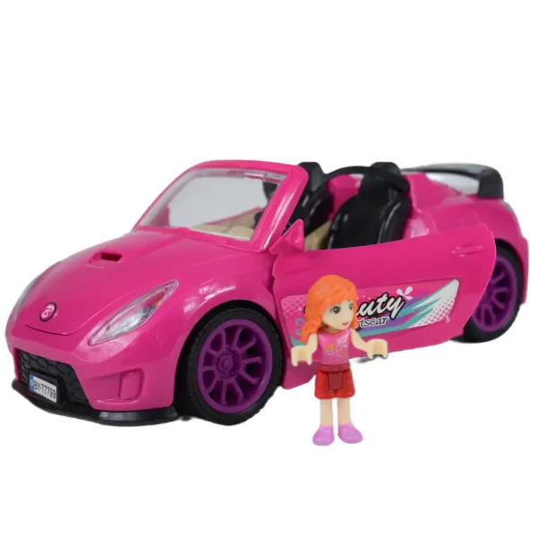 Fashion Sport Car: Set de mașină sport roz cu lumină și sunet, cu elicopter. imaginea 3