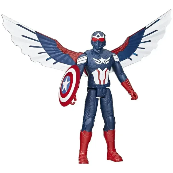 Figurină de joc Captain America cu mască Titan Hero Avengers de 29 cm - Hasbro imaginea 2