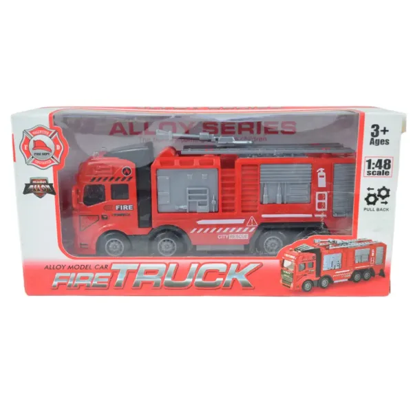 Fire Truck: Camion de pompieri din metal cu roți pivotante 20cm imaginea 6