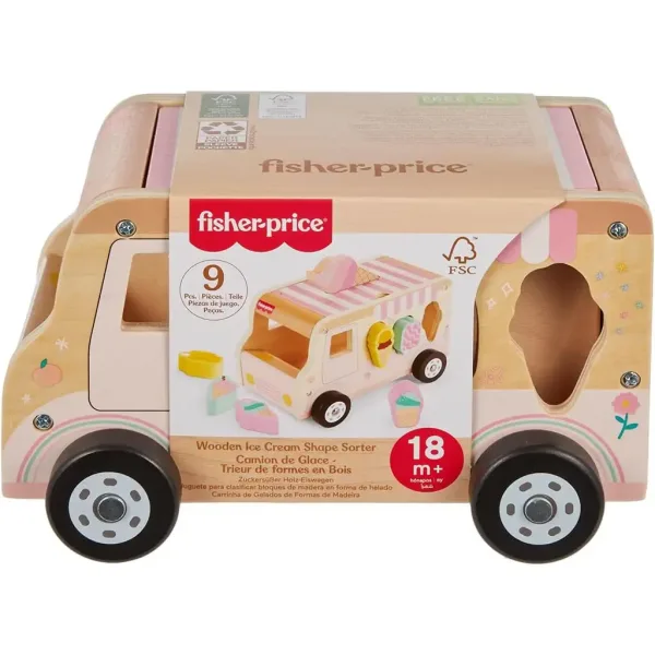 Fisher-Price: Mașină de înghețată din lemn cu sortator de forme - Mattel imaginea 1