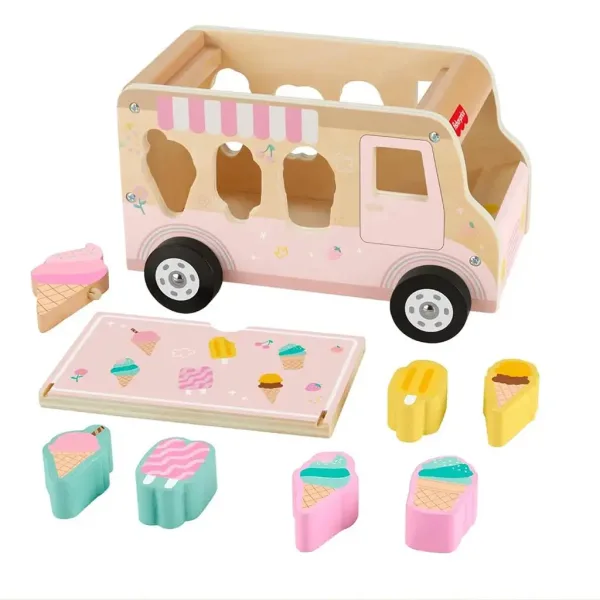 Fisher-Price: Mașină de înghețată din lemn cu sortator de forme - Mattel imaginea 2