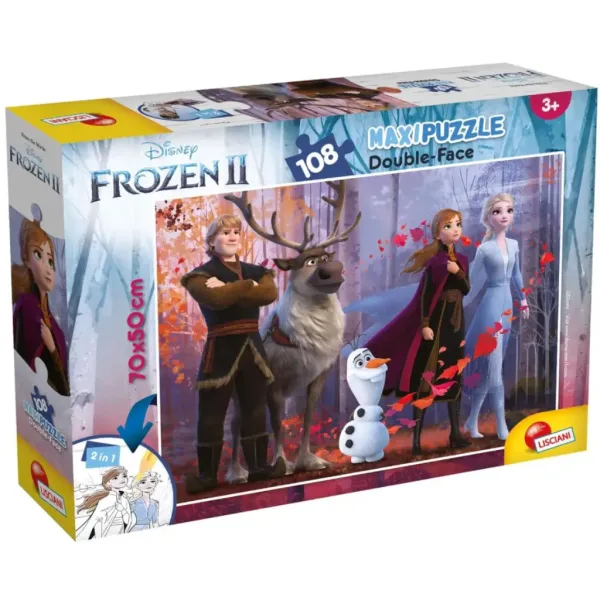 Frozen 2 2-în-1 puzzle de 108 piese și carte de colorat 70x50cm - Lisciani imaginea 1