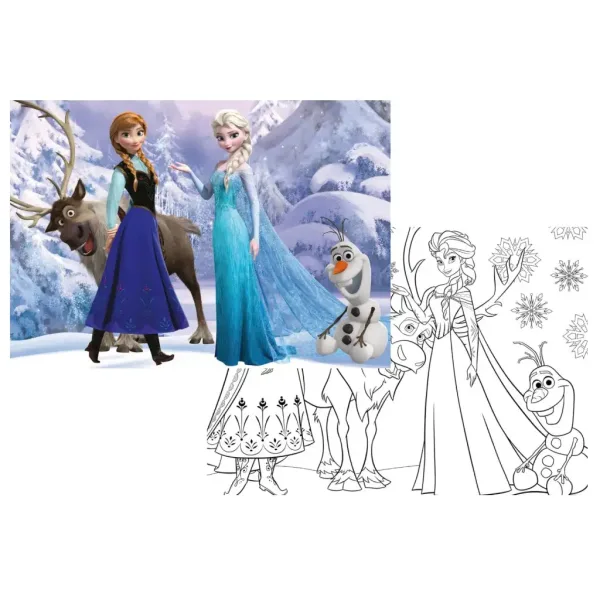 Frozen 2 în 1 puzzle de 108 piese și carte de colorat 70x50cm - Lisciani imaginea 2