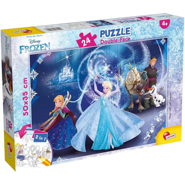 Frozen 2 în 1 puzzle de 24 piese și carte de colorat 50x35cm - Lisciani imaginea 1