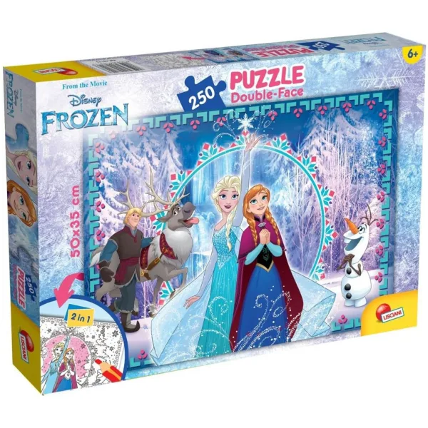 Frozen 2 în 1 puzzle de 250 piese și carte de colorat 50x35cm - Lisciani imaginea 1