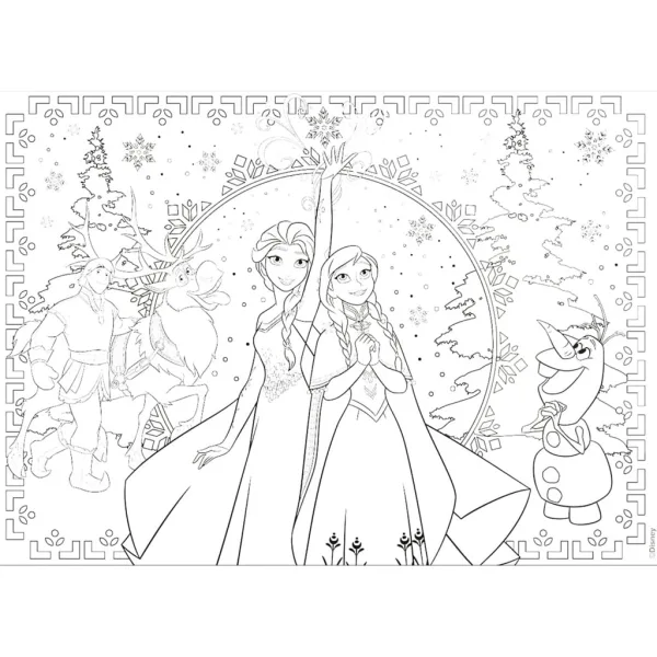 Frozen 2 în 1 puzzle de 250 piese și carte de colorat 50x35cm - Lisciani imaginea 3