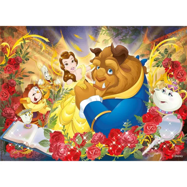 Frumoasa și Bestia 2 în 1 puzzle de 108 piese și carte de colorat 50x35cm - Lisciani imaginea 2
