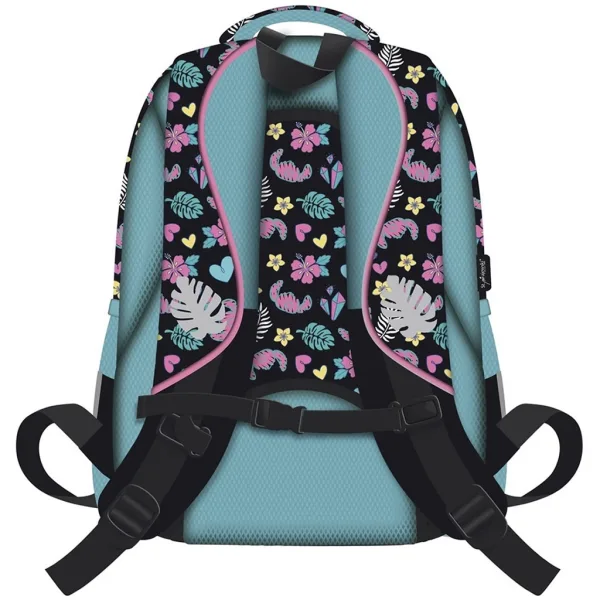 Ghiozdan/rucsac școlar cu imprimeu Disney Stitch, 4 compartimente, cu pompon albastru BPL58 40x29x19 cm imaginea 2