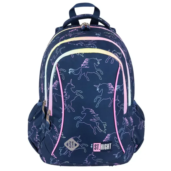Ghiozdan școlar St.Right Dream unicorn cu trei compartimente, 39x27x17cm imaginea 1