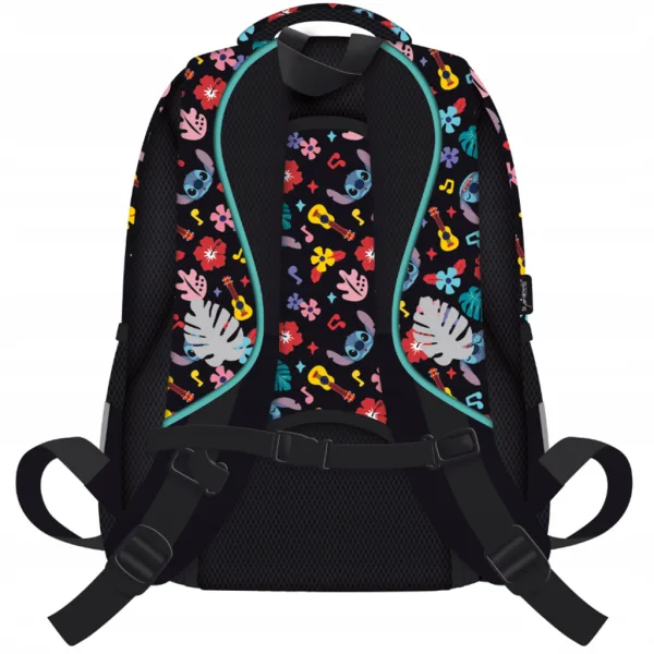 Ghiozdan școlar negru Stitch Aloha, rucsac BPL58 40x29x19cm imaginea 2