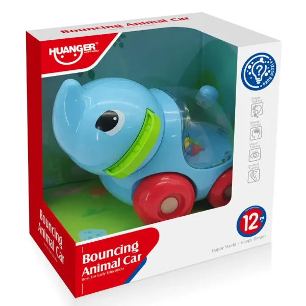 Happy World: Elefant cu roti si zornaitoare 11cm imaginea 3