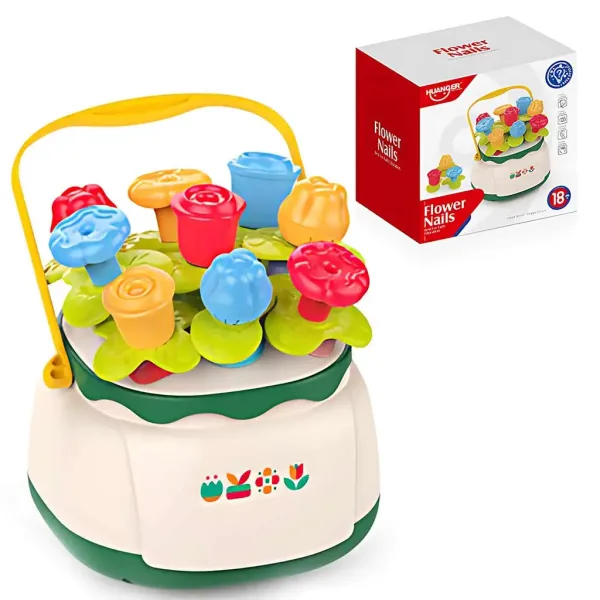 Happy World: Jucărie educativă pentru bebeluși în formă de coș cu flori imaginea 1