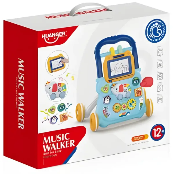 Happy World: Jucărie muzicală educativă cu elefant pentru mers imaginea 4