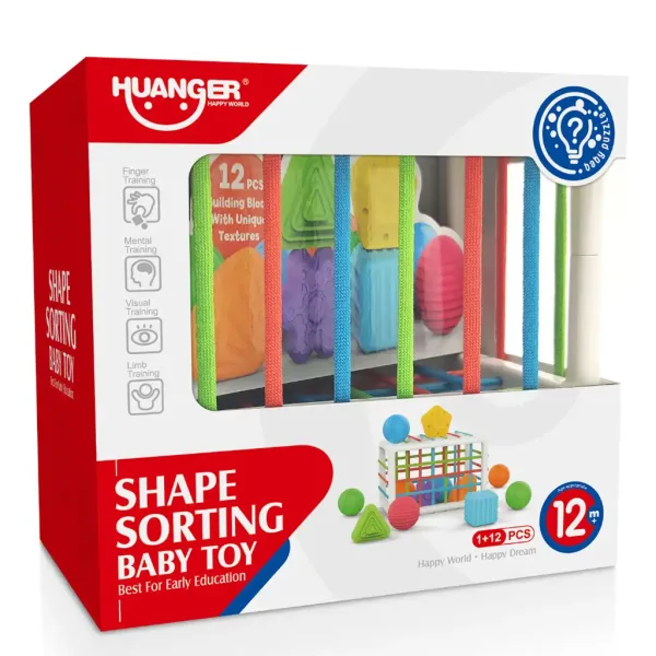 Happy World: Selecție veselă de forme, joc de dezvoltare a abilităților, set de 12 piese imaginea 3