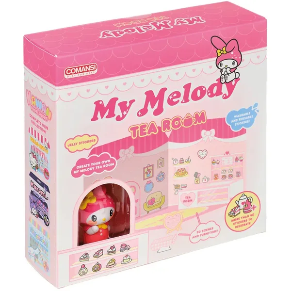 Hello Kitty: Figurină My Melody Tea Room cu casă decorabilă cu autocolante - Comansi imaginea 1