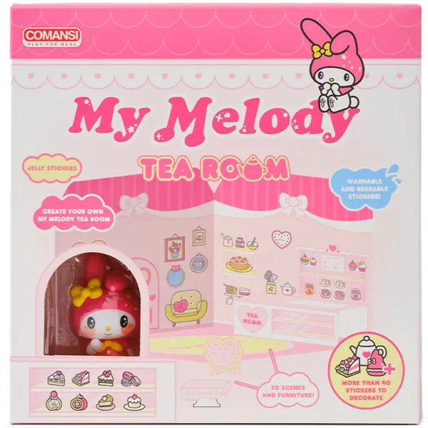 Hello Kitty: Figurină My Melody Tea Room cu casă decorabilă cu autocolante - Comansi imaginea 2