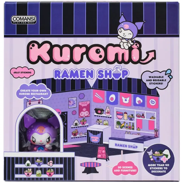 Hello Kitty: Kuromi Ramen Shop figură cu casă autocolantă - Comansi imaginea 2