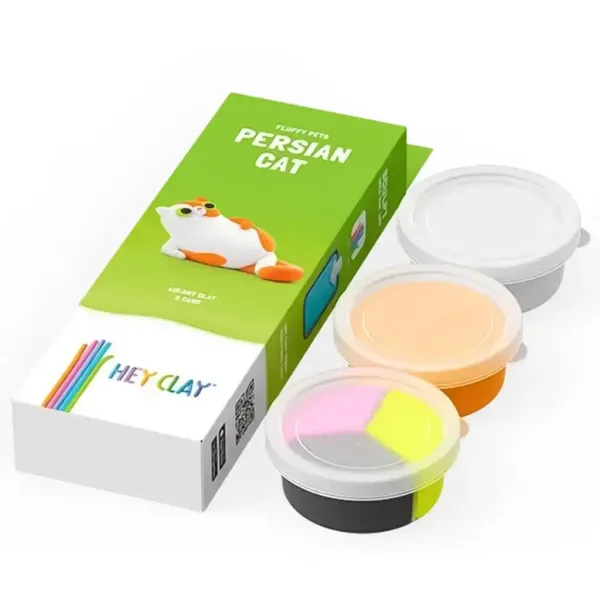 Hey Clay: Set de modelaj cu figurină de pisică persană pufoasă imaginea 2