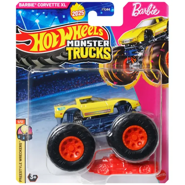 Hot Wheels Monster Trucks: Barbie Corvette XL mașinuță 1/64 - Mattel imaginea 1