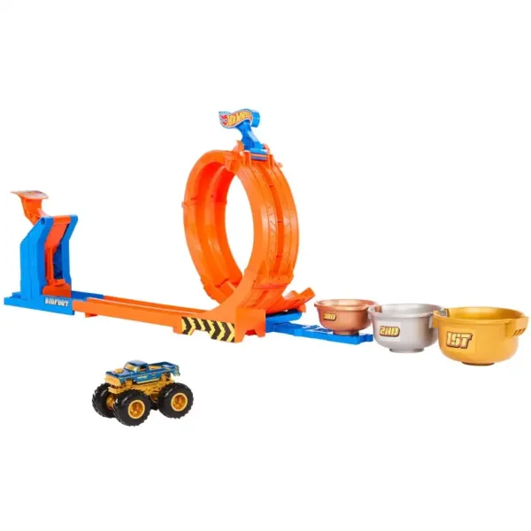 Hot Wheels Monster Trucks: Pista cu buclă Bigfoot pentru a 50-a aniversare - Mattel imaginea 2