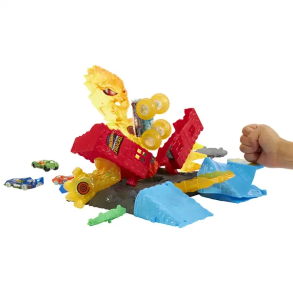 Hot Wheels: Monster Trucks Power Smashers set de pistă cu monstru de foc - Mattel imaginea 4