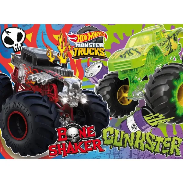 Hot Wheels Monster Trucks puzzle maxi de podea, 24 de piese, 70x50 cm - Lisciani imaginea 2