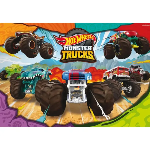 Hot Wheels Monster trucks 2 x puzzle maxi de podea cu 60 de piese, 50x35cm - Lisciani imaginea 3