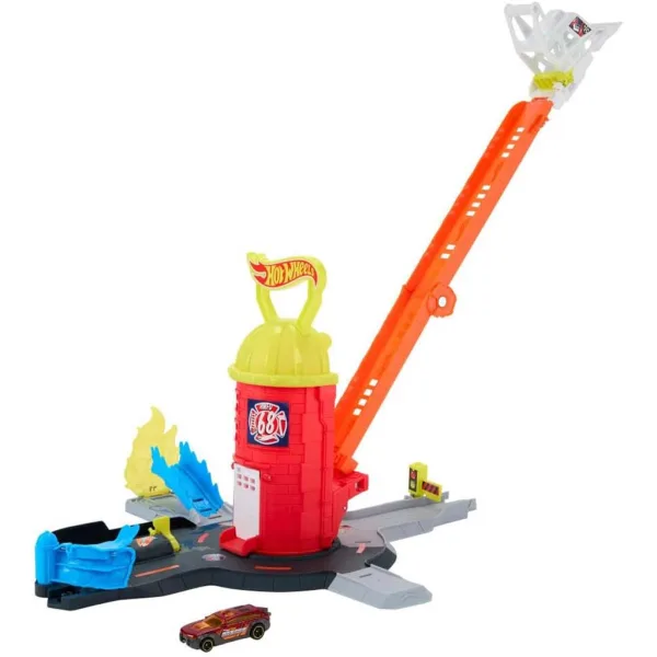 Hot Wheels: Set de pistă Turnul de pompieri - Mattel imaginea 2