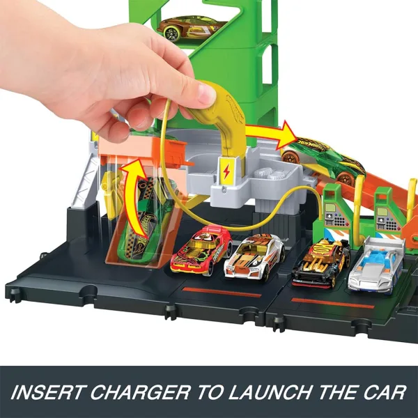 Hot Wheels: Stație de încărcare oraș set de pistă cu 1 mașinuță - Mattel imaginea 5