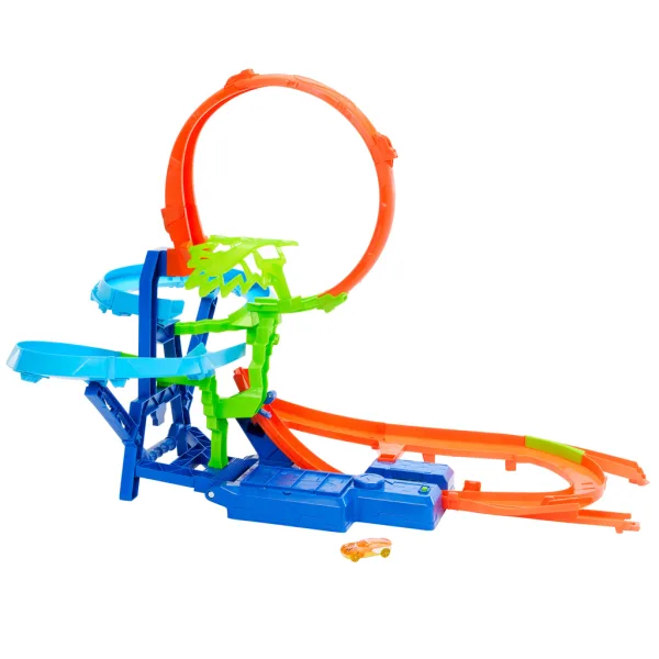 Hot Wheels Stunt Tracks: Set de piste Coliziune în aer cu mașinuță – Mattel imaginea 2