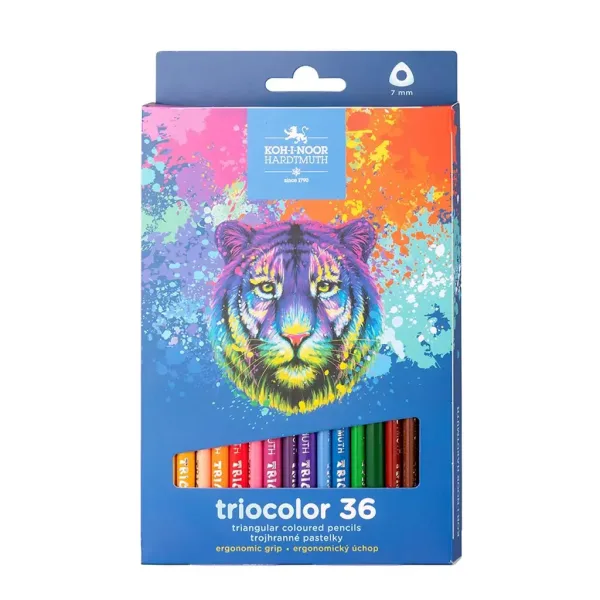 ICO: Koh-I-Noor 3135 Creion colorat hexagonal în cutie cu tigru, set de 36 bucăți imaginea 1