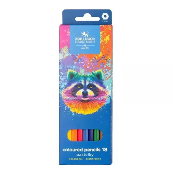ICO: Koh-I-Noor 3553 Creion colorat hexagonal în cutie cu raton, set de 18 bucăți imaginea 1