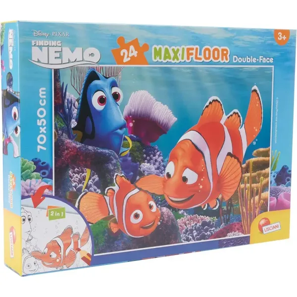 În căutarea lui Nemo 2 în 1 maxi puzzle de 24 de piese și carte de colorat 70x50cm - Lisciani imaginea 1