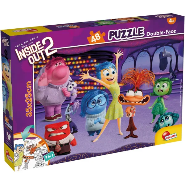 Întors pe dos 2 – Aventura emoțiilor, puzzle și carte de colorat 2 în 1, 48 de piese, 35x25 cm - Lisciani