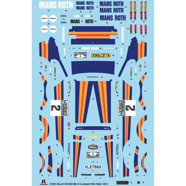 Italeri 1/24 Ford Escort RS1800 Mk.II Rally machetă auto imaginea 2