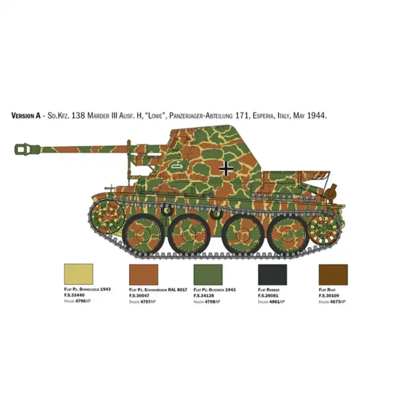 Italeri 1/35 Marder III Ausf. H Sd.Kfz.138 machetă de tanc imaginea 3