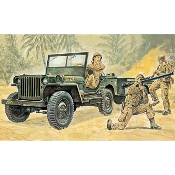 Italeri 1/35 Willys MB Jeep militar cu remorcă machetă vehicul imaginea 7