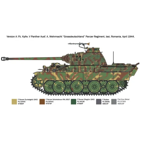 Italeri 1/72 Pz. Kpfw. V Panther Ausf. A machetă de tanc Panther imaginea 3