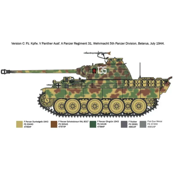 Italeri 1/72 Pz. Kpfw. V Panther Ausf. A machetă de tanc Panther imaginea 5