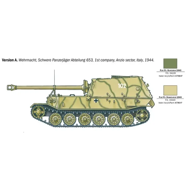 Italeri: machetă vânător de tancuri Sd.Kfz. 184 Elefant la scară 1/35 imaginea 3