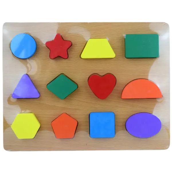 Joc de potrivire forme din lemn colorat 30x23cm imaginea 1