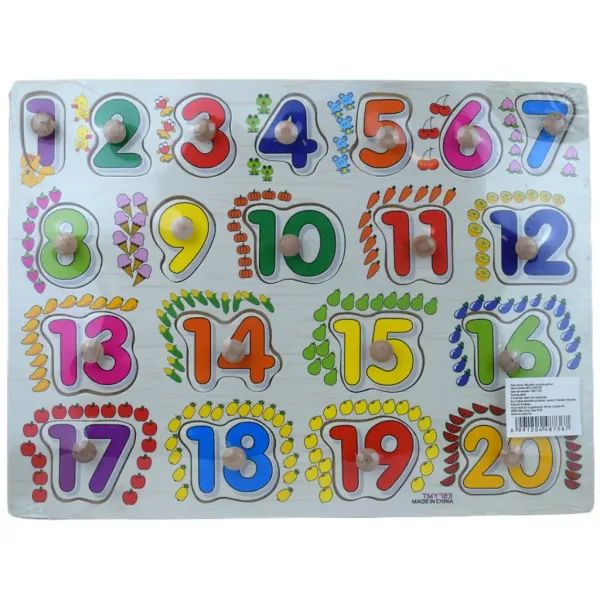 Joc de potrivire forme din lemn colorat cu mânere 30x22cm imaginea 1