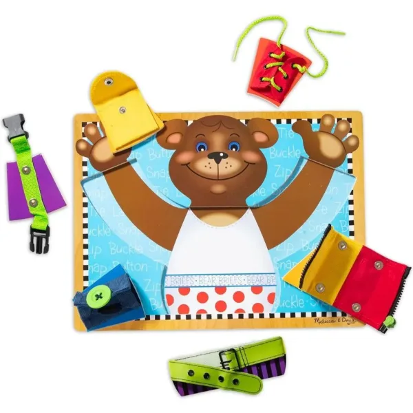 Joc educativ din lemn pentru dezvoltarea abilităților de bază cu ursuleț - Melissa & Doug imaginea 2