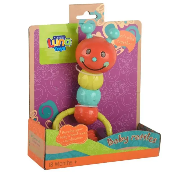 Jucărie de dentiție și zornăitoare pentru bebeluși, în formă de omidă, colorată, de 18 cm. imaginea 3