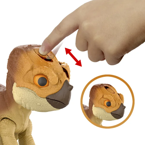 Jurassic World: Renaștere - Figurină interactivă de dinozaur Aquilops Dolores - Mattel imaginea 3