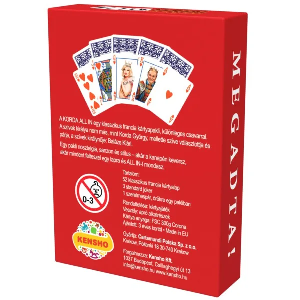 Korda All-in Clasic pachet de cărți franțuzești (52 de cărți + 3 Joker) imaginea 2