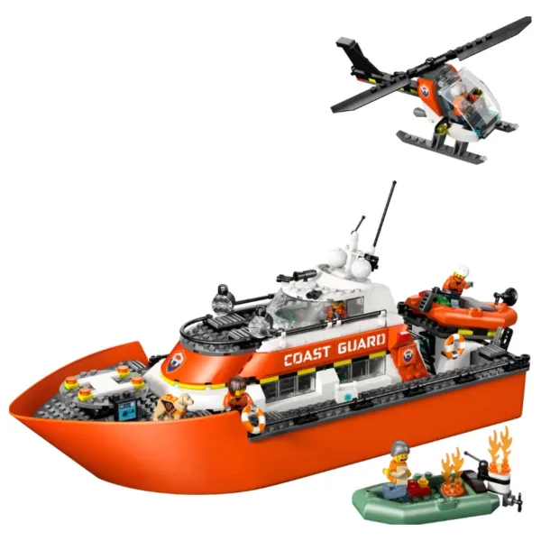 LEGO® City: Barca de salvare a gărzilor de coastă și elicopter (60504) imaginea 2