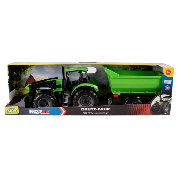 LENA: Tractor Worxx Deutz-Fahr Agrotron 7250 TTV cu remorcă, în cutie, 74 cm imaginea 1